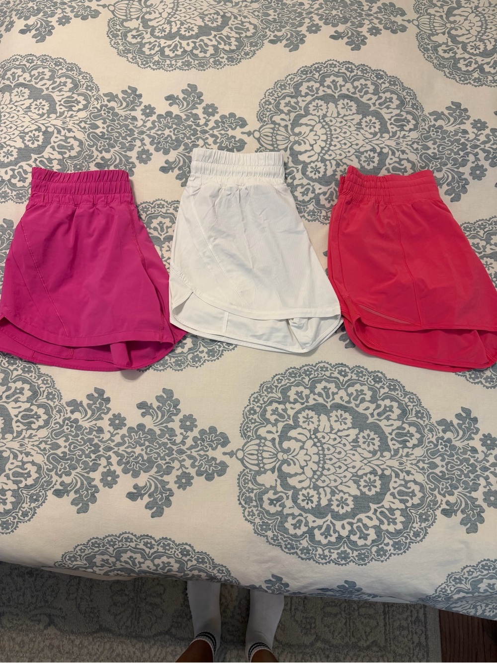 lululemon athletica Athletic Shorts in Pink, White, and Coral